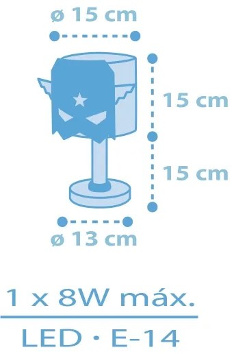 Dalber 61811 - Detská lampička MODRÁ HERO 1xE14/8W/230V