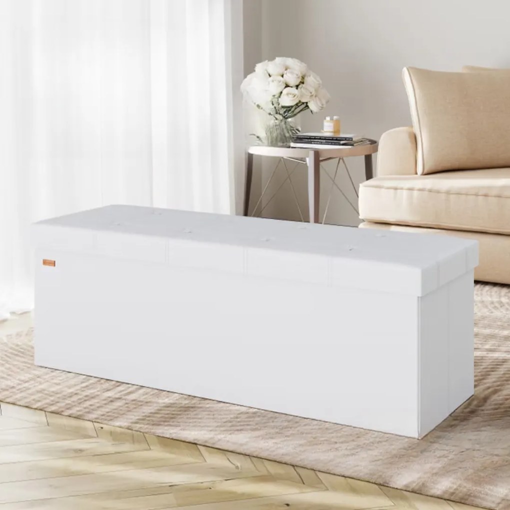 Taburet s úložným priestorom BELLA, 115x40x40cm, biela Casaria