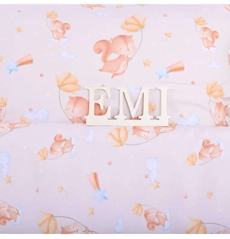 Obliečky detské Veverička v obláčikoch EMI, Detský set 90x130 + 45x65