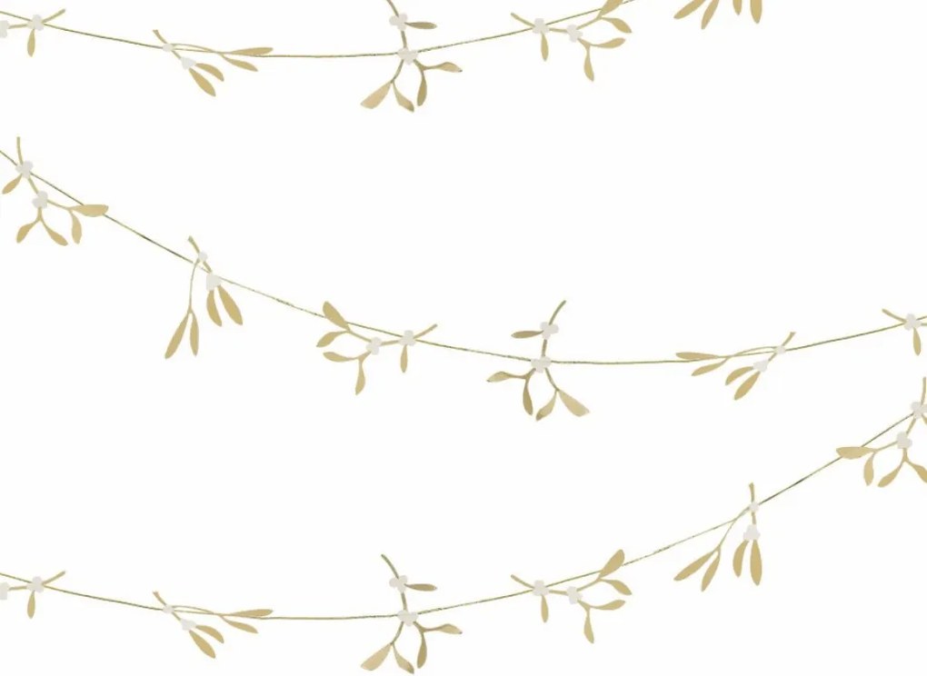 Vianočná girlanda GOLD MISTLETOE 5 m, zlatá
