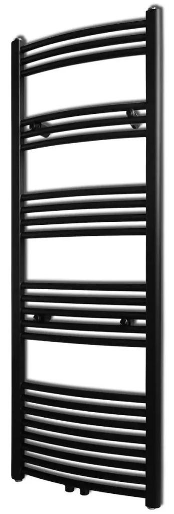 vidaXL Čierny rebríkový radiátor na centrálne vykurovanie, zaoblený 500 x 1424 mm