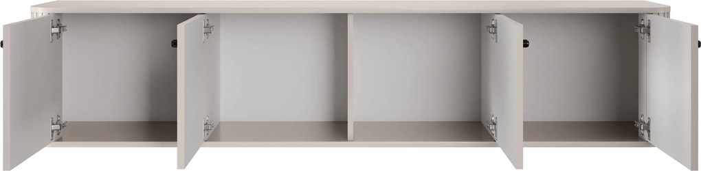 Závesná TV skrinka Vesper 4D 187 cm - kašmír / čierne úchytky