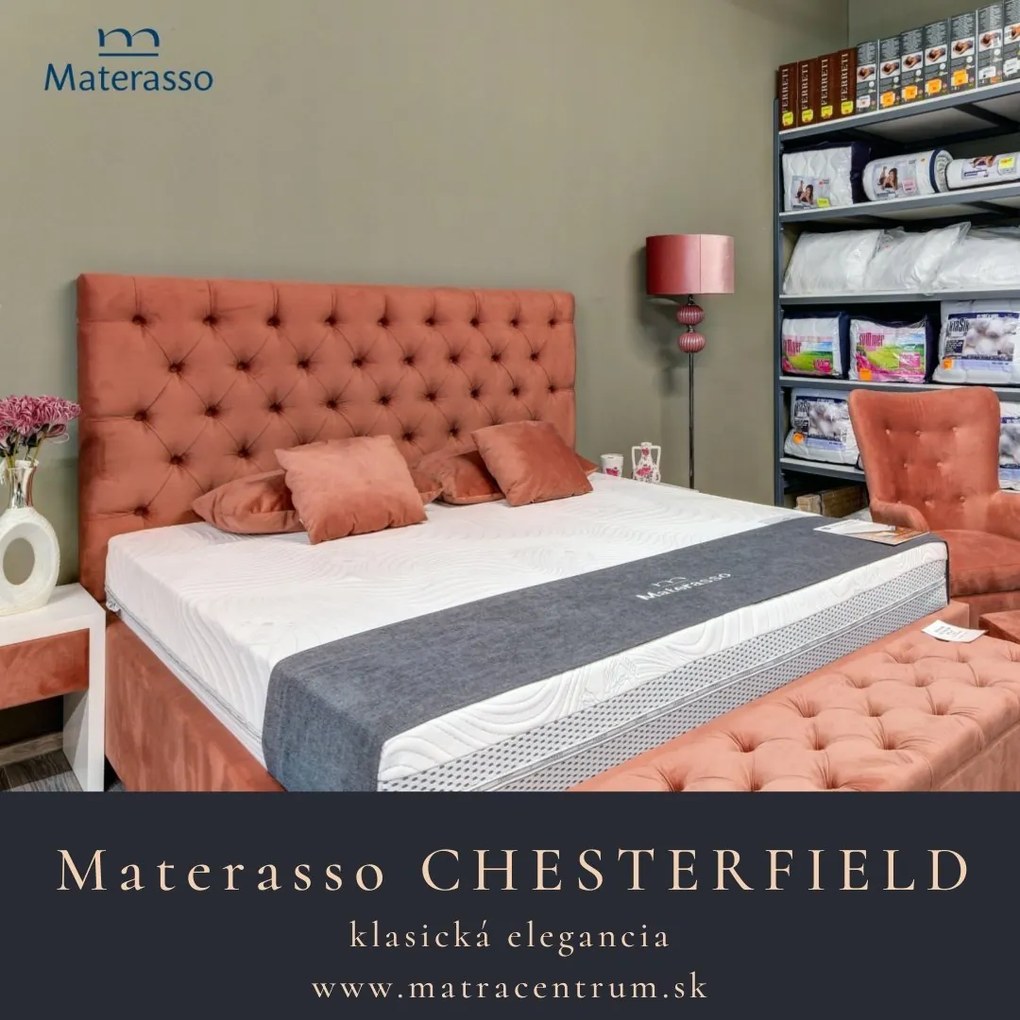 Materasso Posteľ Chesterfield, 160 x 200 cm, Boxpring Mobil, Cenová kategória "C"