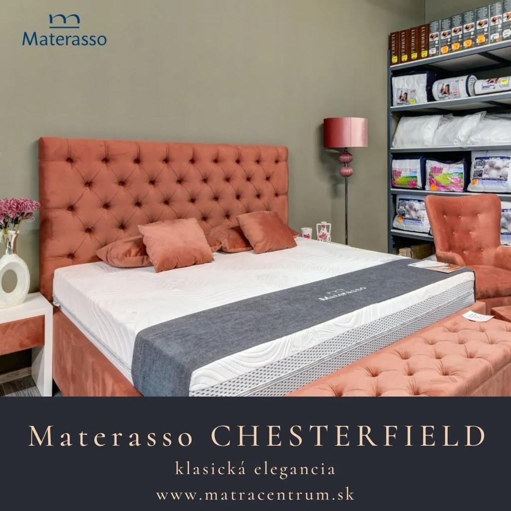 Materasso Posteľ Chesterfield, 160 x 200 cm, Boxpring Výklop Maxi, Cenová kategória "C"