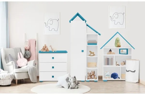 Komoda PABIS 87x83 cm biela/modrá