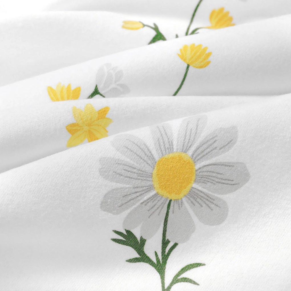 Goldea flanelové posteľné obliečky - harmanček 200 x 200 a 2ks 70 x 90 cm