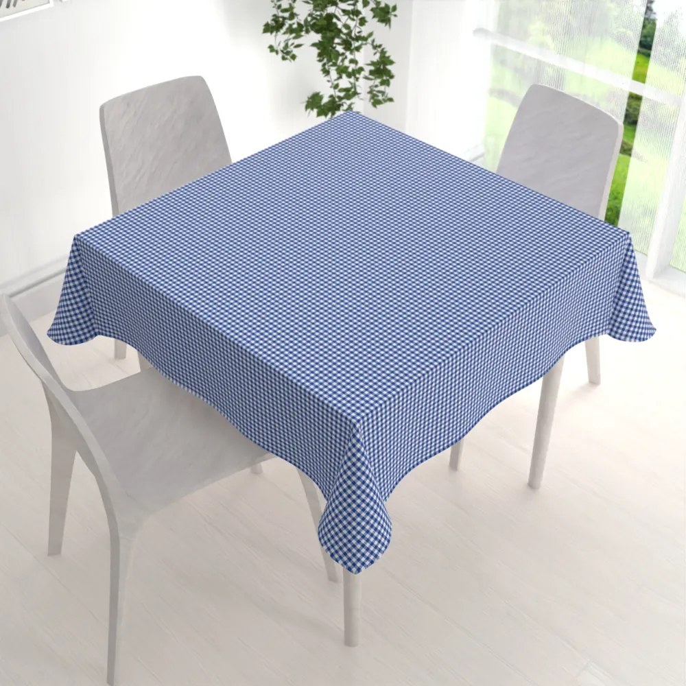 Biante Dekoračný štvorcový obrus Rebeka RE-009 Modro-biela kocka malá 80x80 cm