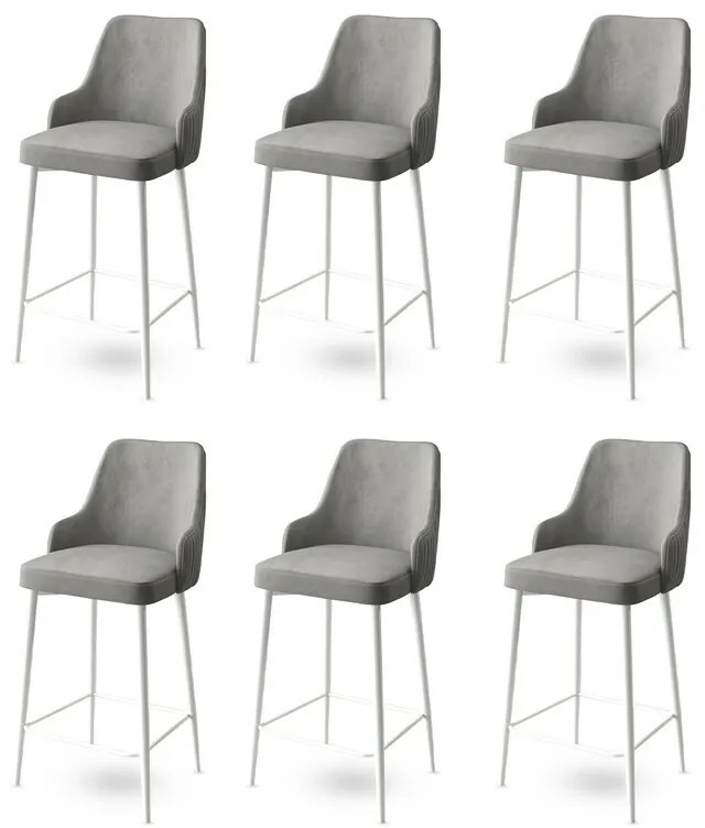 Sada barových stoličiek Enox Grey and White, 6 ks