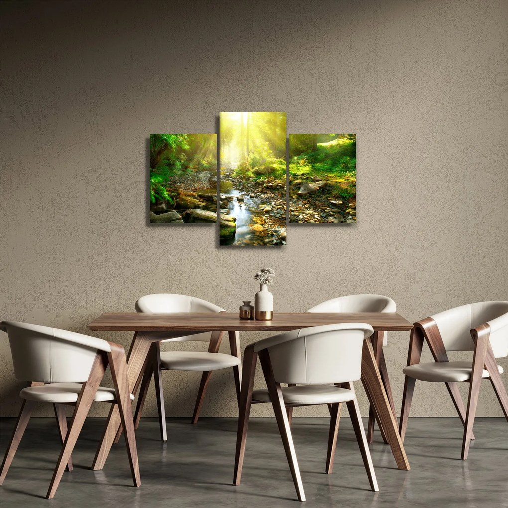 Obraz rieky v zelenom lese (90x60 cm)