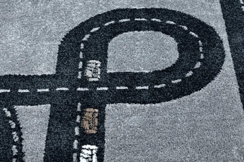 Dywany Łuszczów, Detský kusový koberec Fun Track grey, 200x290, šedá, detská izba