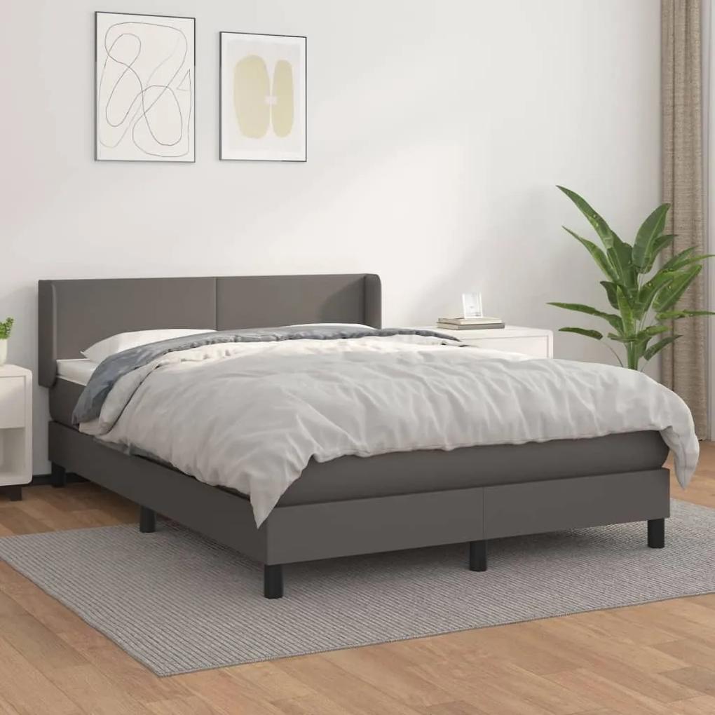 Boxspring posteľ s matracom sivá 140x200 cm umelá koža 3130665