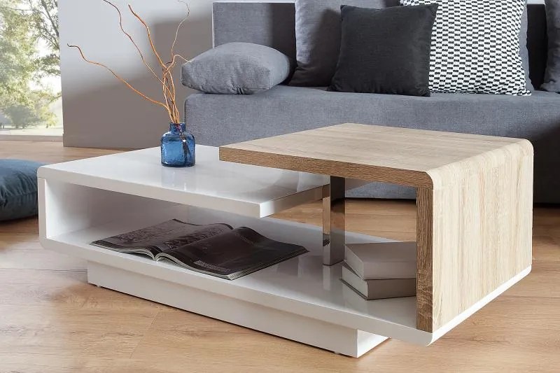 Konferenčný stolík Concept 100cm biela + dub