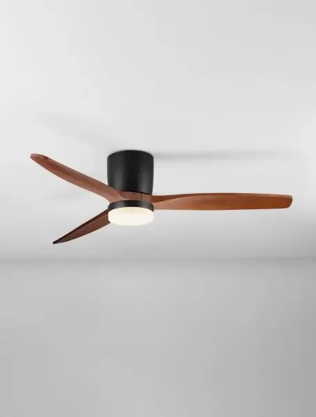 LED čierno-drevené moderné stropné svietidlo Aloa s diaľkovým ovládaním 18W