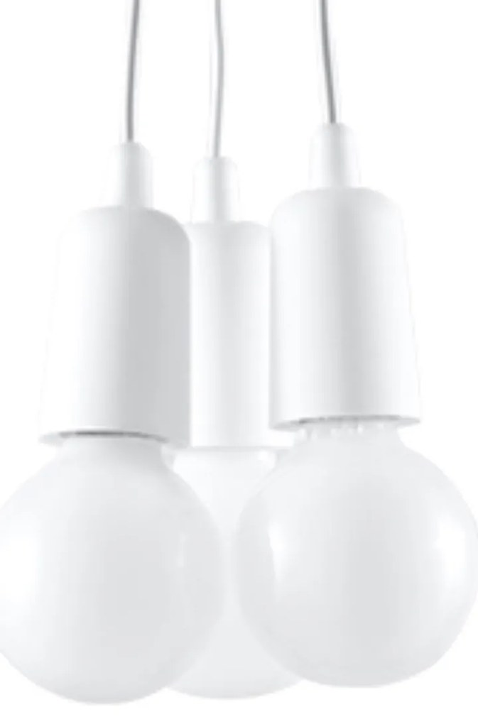 Závesné svietidlo Diego 3, biele telo svietidla