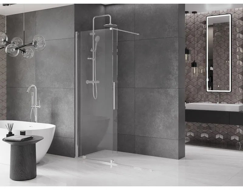 Mexen Velar, posuvné dvere do otvoru typ Walk-In 130 cm, 8mm číre sklo, chrómová, 871-130-000-03-01
