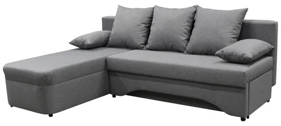 Univerzálna rozkladacia rohová sedacia súprava s úložným priestorom do tvaru L ALMEIDA sivá