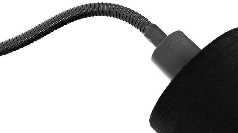 Nástenná lampa čierna s tienidlom čiernym vypínačom a flexibilným ramenom - Merwe