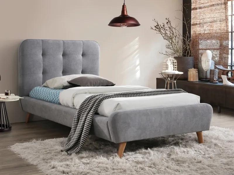 Sivá čalúnená posteľ TIFFANY 90 x 200 cm Matrac: Matrac COCO MAXI 23 cm