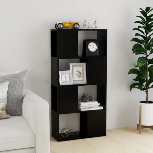 vidaXL Knižnica/deliaca stena čierna 60x24x124,5 cm drevotrieska-