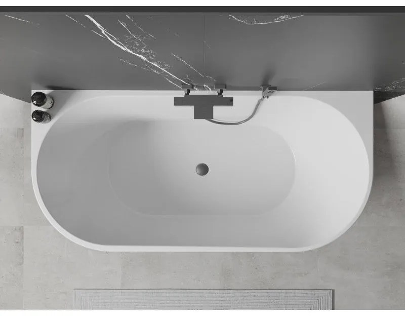 Mexen Oval, voľne stojaca nástenná vaňa 170 x 80 cm, biela, grafitový prepad, 52671708000-66
