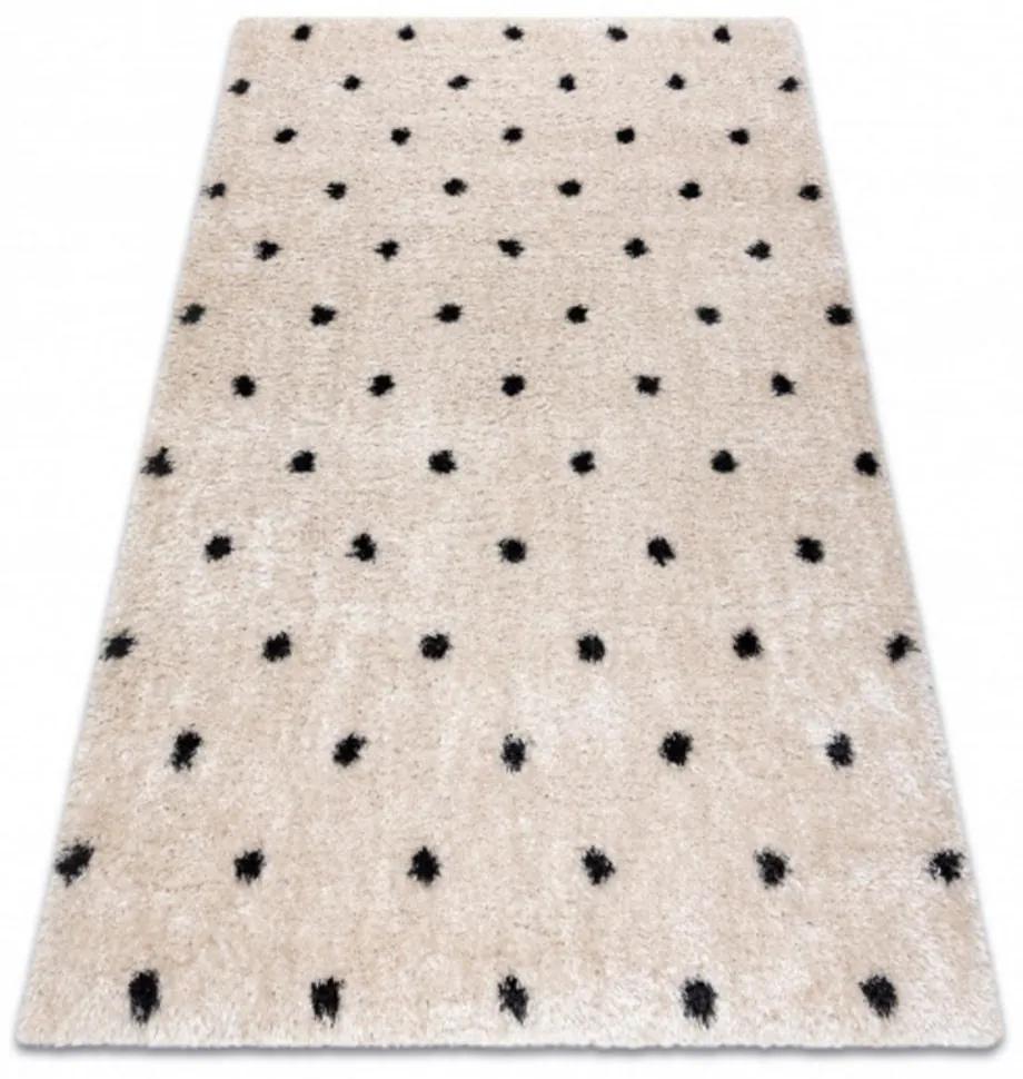Kusový koberec shaggy Dots krémový 140x190cm