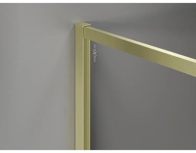 Mexen Kioto-F, sprchová zástena s rámom 70 x 202 cm, 8 mm číre sklo, zlatý matný profil, 800-070-104-55-00