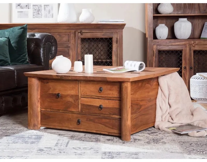 furniture-nabytek.cz - Masívny konferenčný stolík Merlin III z palisandru, lakovaný, hnedý – 95×95×45 cm