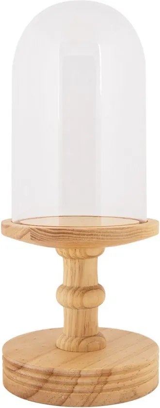 Prírodný drevený podnos so skleneným poklopom Ricco - Ø 14*34 cm