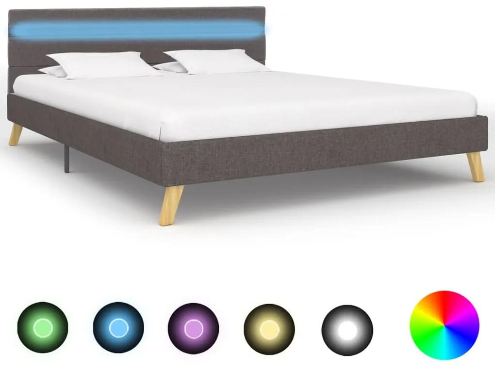 vidaXL Rám postele s LED svetlom svetlosivý 120x200 cm látkový