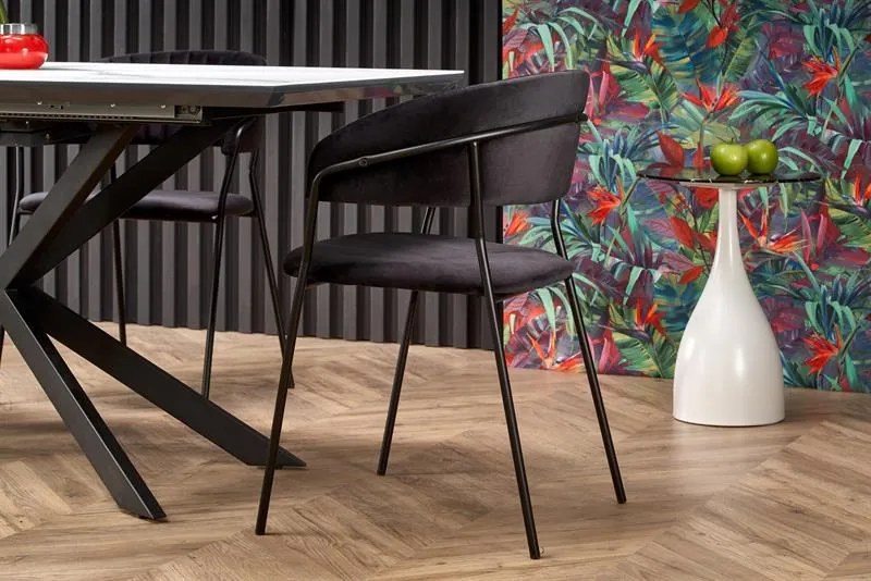 Rozkladací jedálenský stôl 160-200 cm Delma (mramor biely + čierna + sivá) (pre 6 8 osôb). Vlastná spoľahlivá doprava až k Vám domov. 1048919