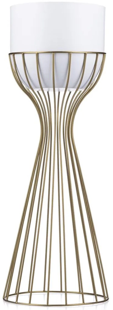 KOVOVÝ KVETINÁČ SO STOJANOM GLAM 56X20 CM BIELA/ZLATÁ