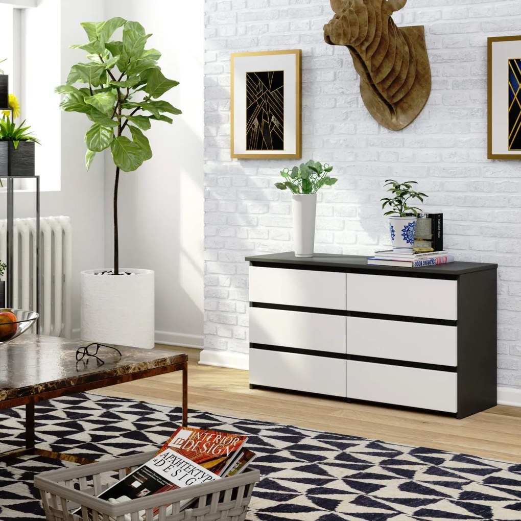 Komoda CL6 100 cm grafitovo šedá/biela