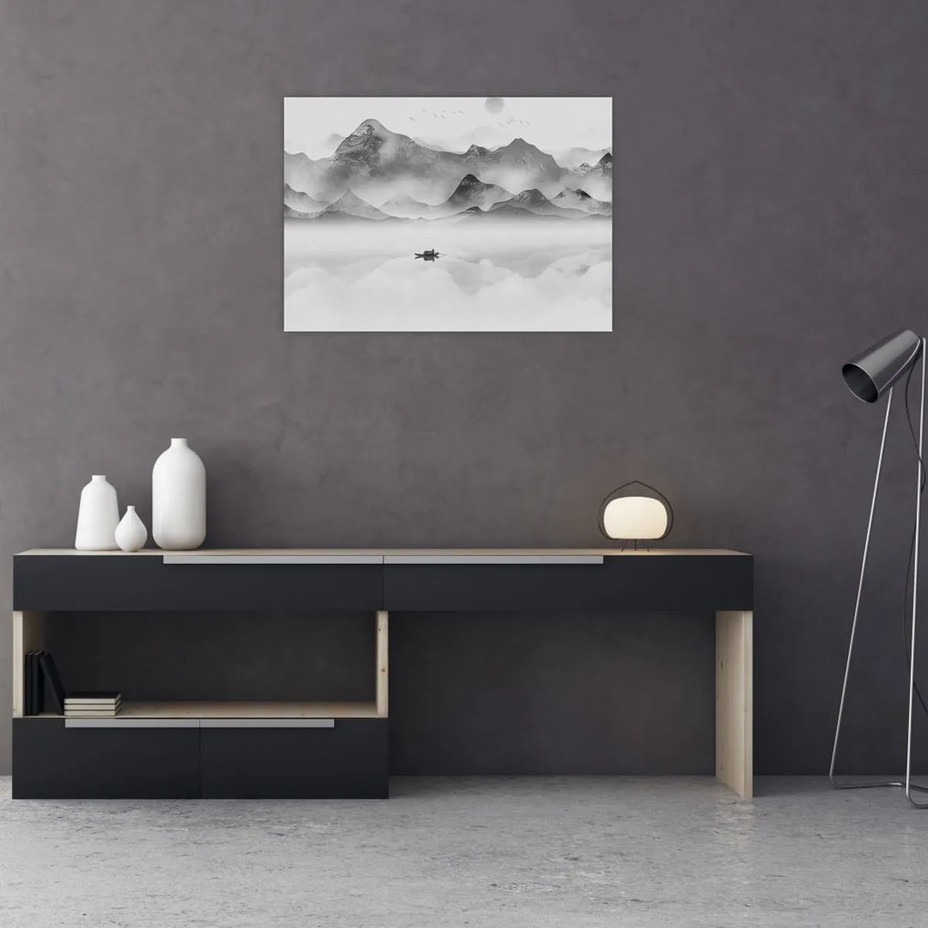 Sklenený obraz - Japonské jazero (70x50 cm)