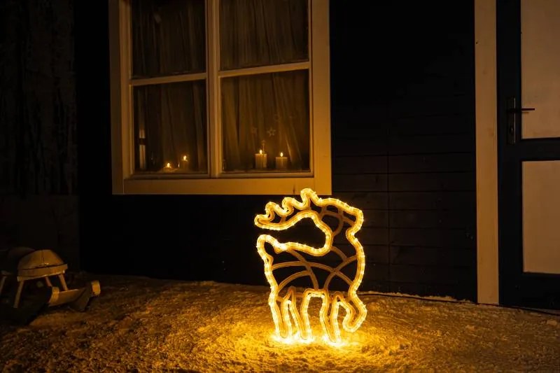 DECOLED LED světelný jelínek 47 × 64 cm, IP67, teple bílá