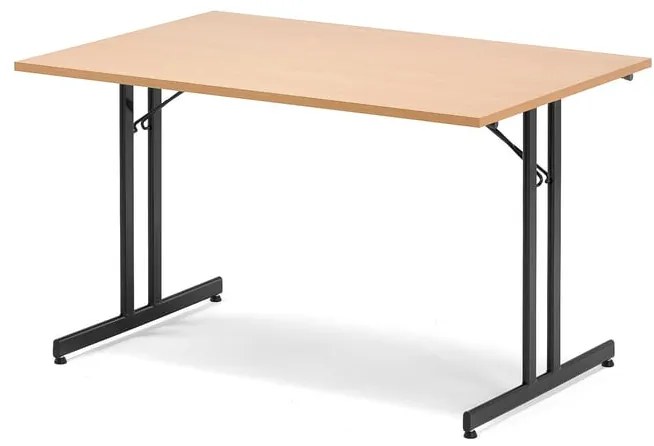 Skladací rokovací stôl EMILY, 1200x800 mm, bukový laminát/čierna