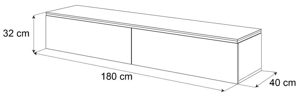 ZÁVESNÝ TV STOLÍK NESSIE BIELY LESK + ZLATÝ 180 cm