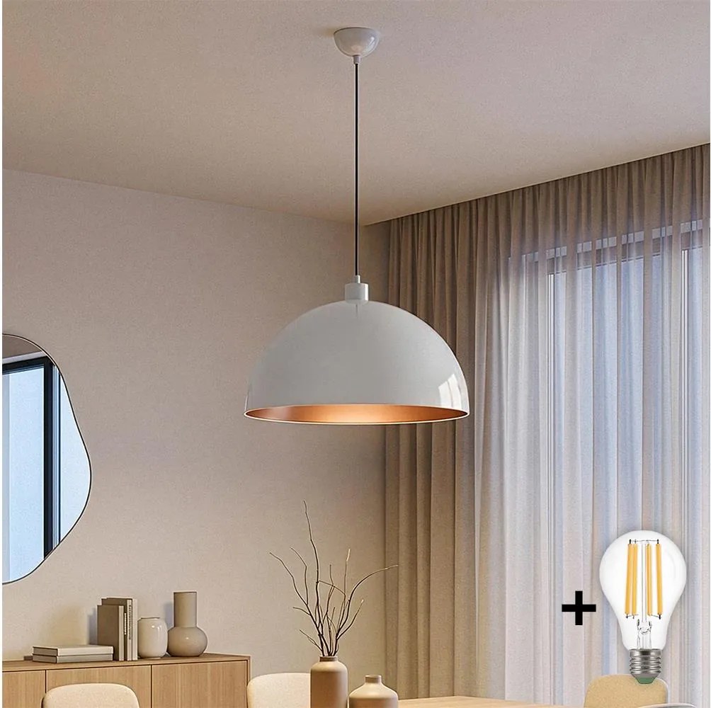 BRILAGI - LED luster na lanku METALO 1xE27/40W/230V pr. 40 cm biela/medená