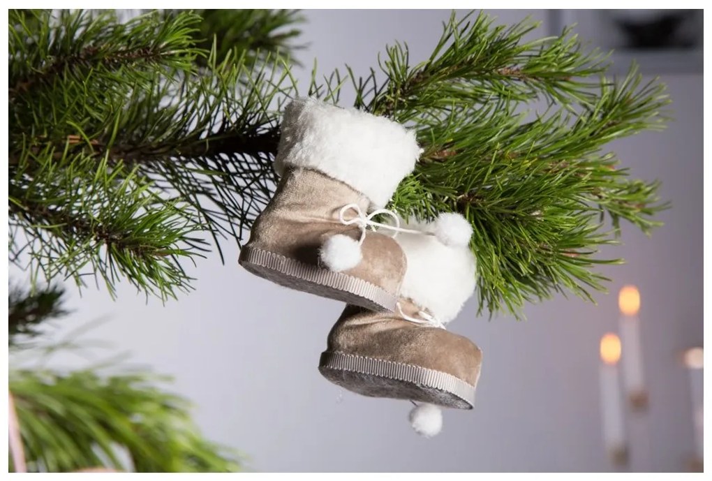 Altom Sada vianočných ozdôb, zamatové topánočky, 10x8 cm Farba: Ružová