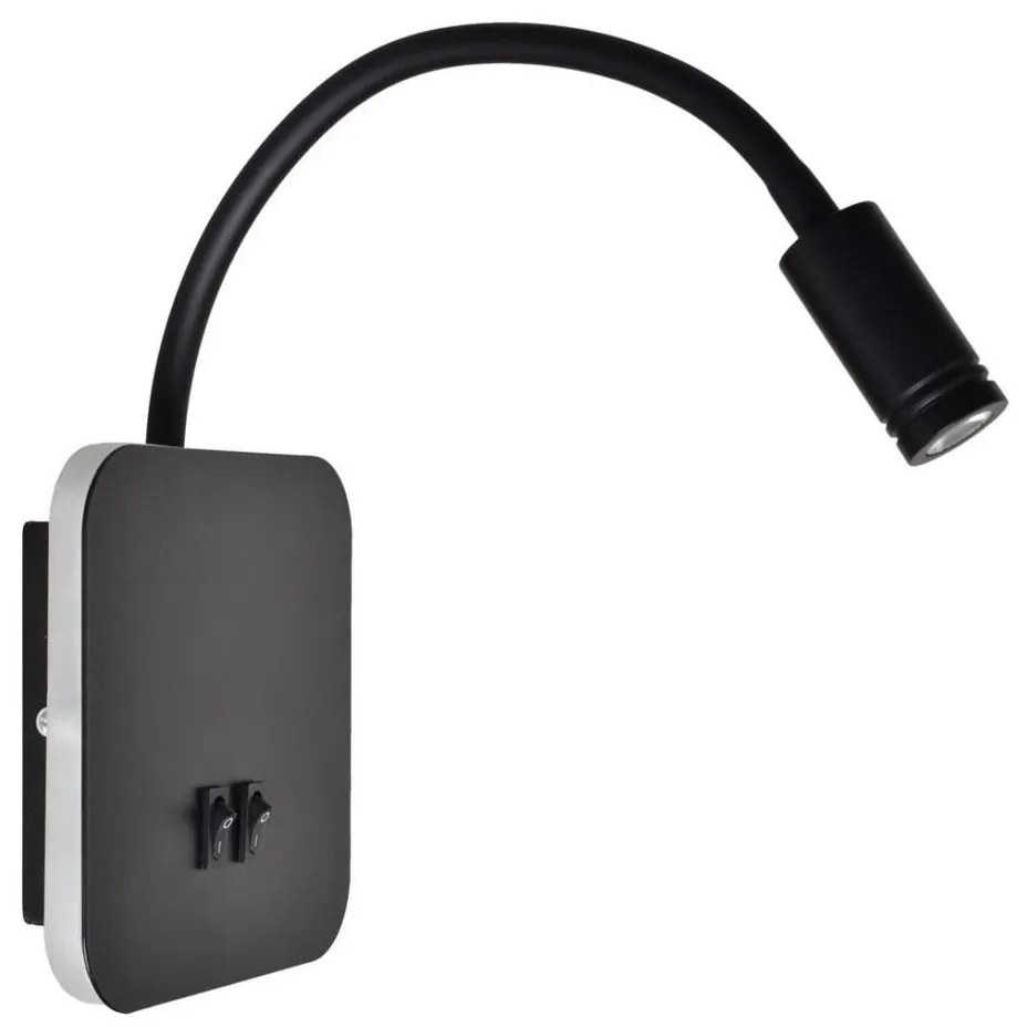 LED Flexibilná nástenná lampička BASE 1xLED/8W+1xLED/2W/230V čierna/strieborná