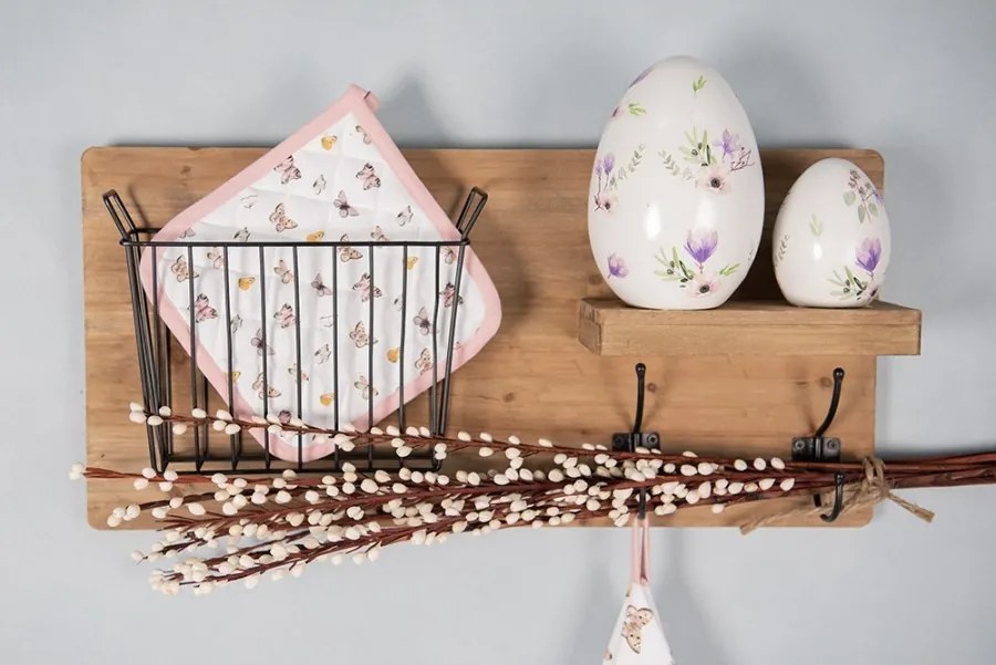 Dekorácia keramické vajíčko s farebnými kvetmi - 11*11*17 cm