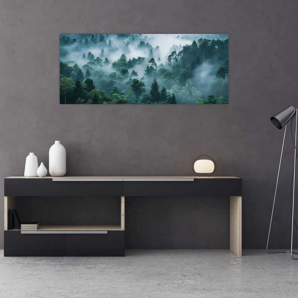 Obraz - Les v hmle (120x50 cm)