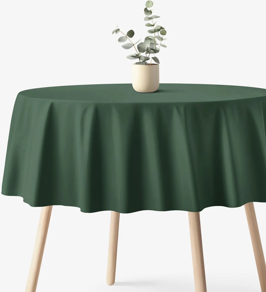Goldea okrúhly obrus 100% bavlnené plátno - tmavo zelený Ø 140 cm