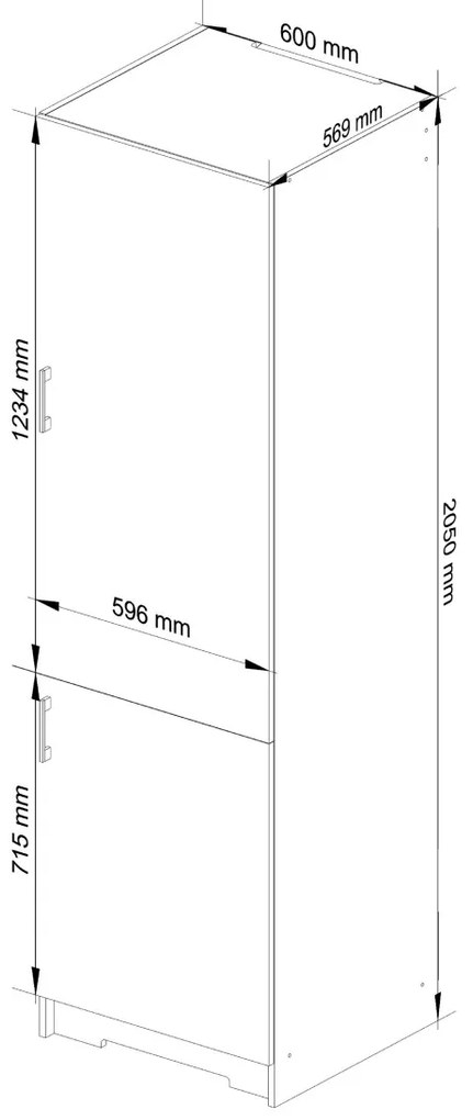 Skriňa na vstavanú chladničku S 60cm Artus biela/sonoma