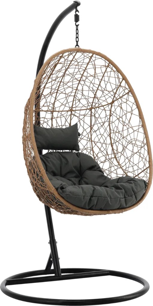 Závěsné houpací křeslo Token černé/hnědé