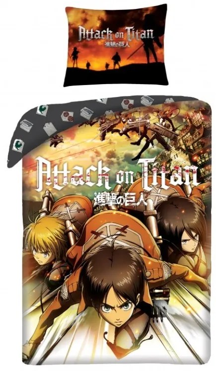 Obliečky Útok titanov 140x200+70x90 cm