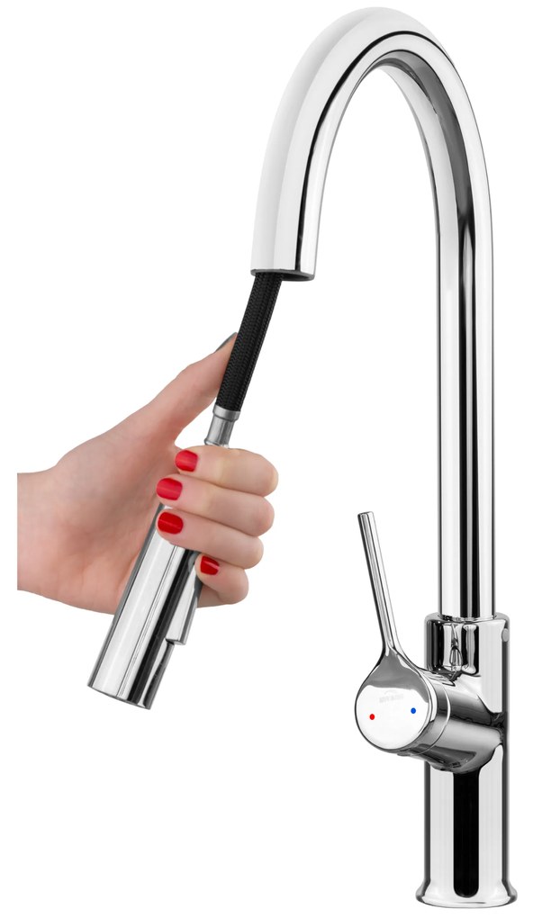 Invena Farsala, drezová batéria s výsuvnou 2-funkčnou výlevkou h-433, chrómová, INV-BZ-40-U01-S