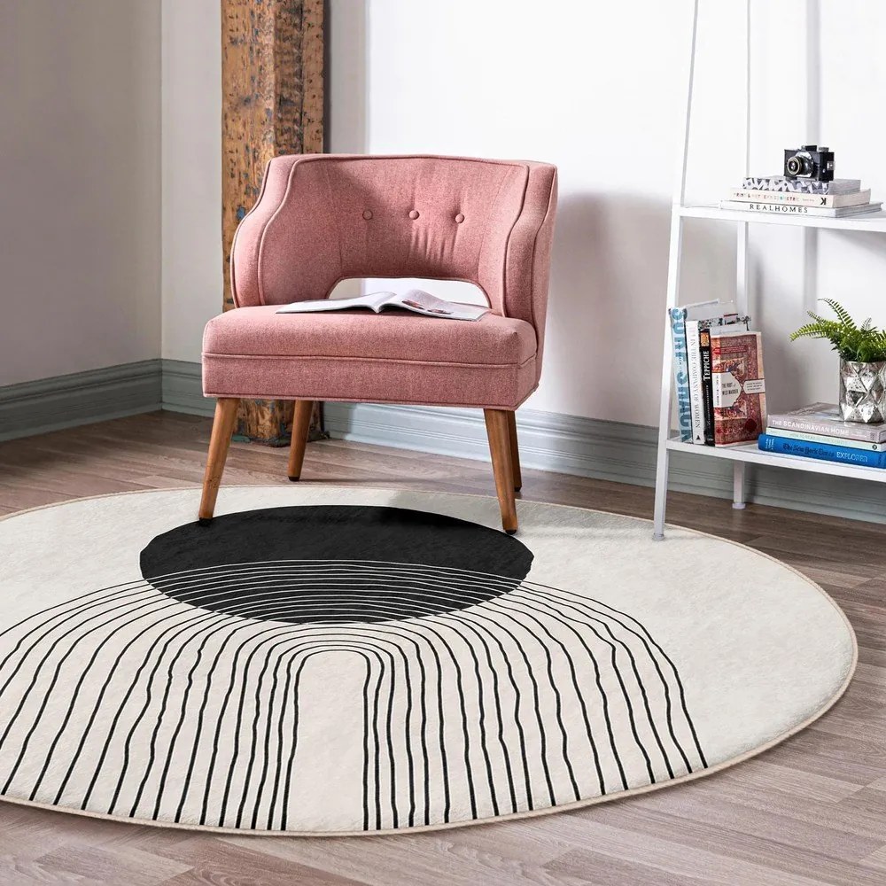 Krémovobiely prateľný okrúhly koberec ø 100 cm Comfort – Mila Home