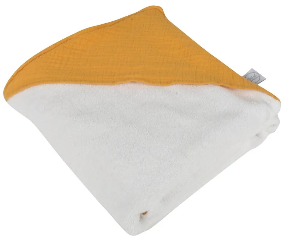 Žltá mušelínová detská osuška s kapucňou 75x75 cm – Bébé Douceur