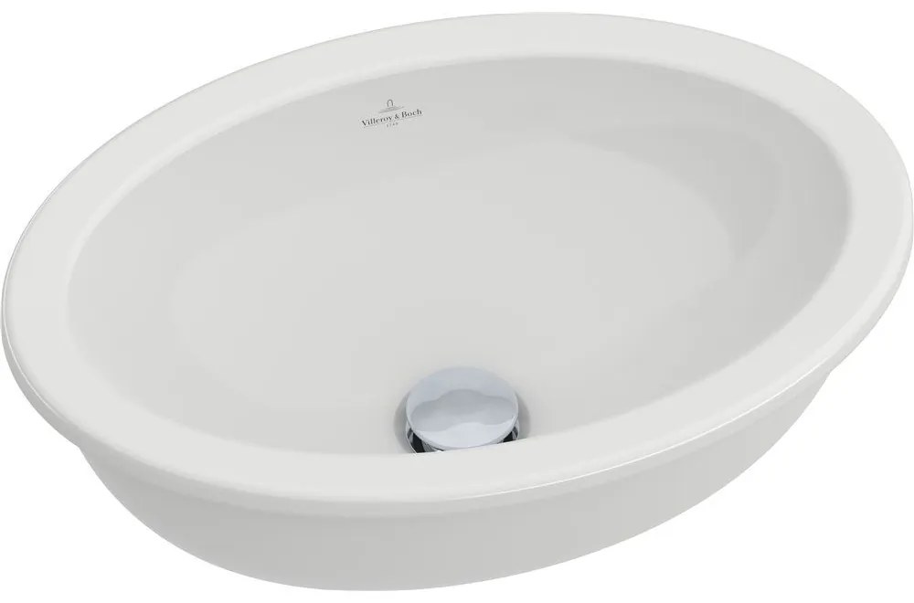 VILLEROY &amp; BOCH Loop &amp; Friends oválne umývadlo k zabudovaniu zospodu, bez otvoru, s prepadom, 430 x 285 mm, biela alpská, 61611001