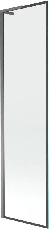 Mexen Next L, 1-krídlová vaňová zástena 50 x 150 cm, 6mm číre sklo-čierny vzor, grafitový profil, 895-050-000-03-70-95